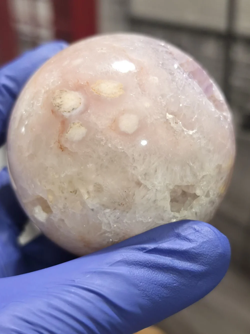 Pink Amethyst And Agate Druzy Crystal Display Sphere